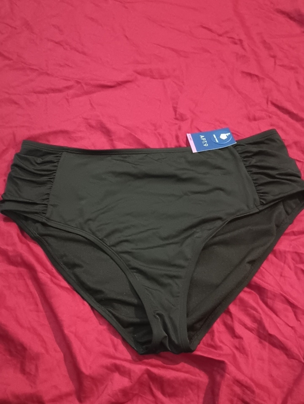 Apt. 9 Black High-Waist Bikini Bottoms Side Ruchinge Size Woman's XXL New NWT